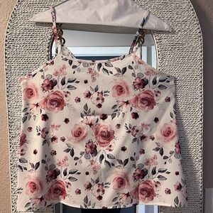 Fashion Nova Pink and Cream Floral Camisole